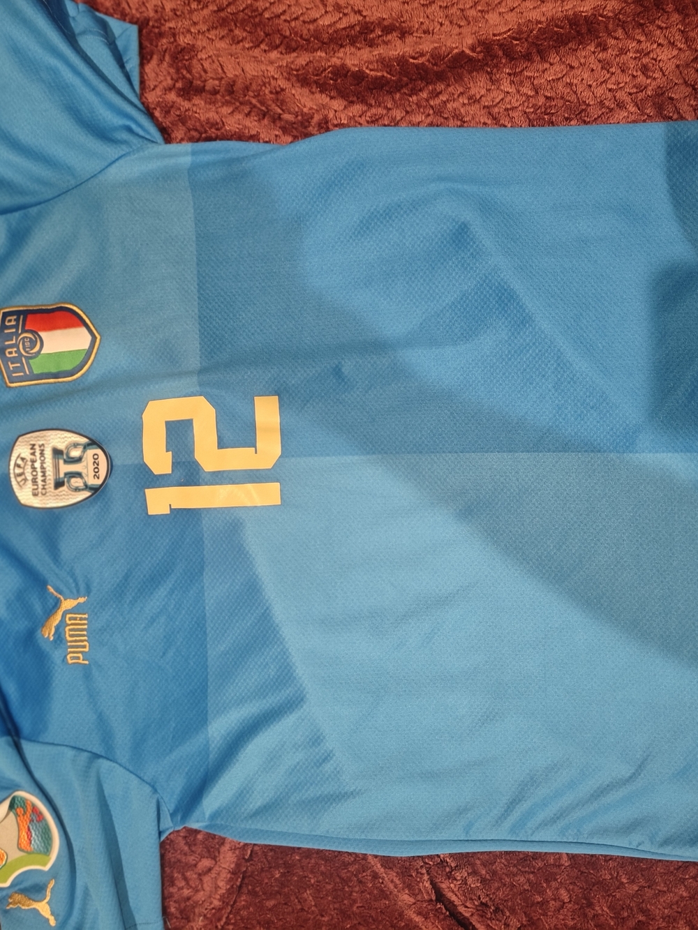 Puma Blue Italy Soccer Jersey with Yellow Accents